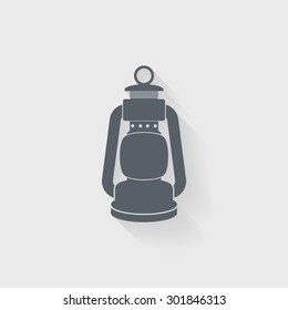 Camping lantern icon in flat design style. Vector illustration eps 10.