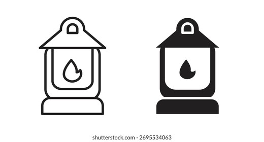 Colección de ilustraciones de iconos de linterna de camping. contorno de trazo editable y estilo plano
