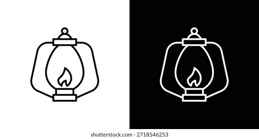 Camping Laterne Symbol im Liniendesign. Bearbeitbare Strichsymbole.