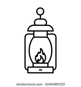 Signo de conjunto de contorno de icono de linterna de camping