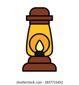 camping lantern icon over white background, line and fill style, vector illustration