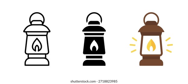 Ícone da lanterna de acampamento. Símbolo de lanterna portátil para iluminação noturna, turismo e equipamento de sobrevivência.