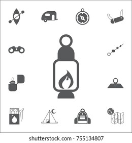 Camping lantern icon. Set of camping icons on white background, flat design style.