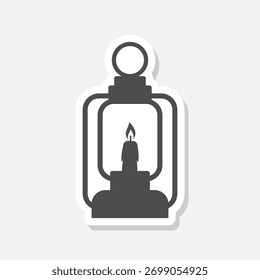 Camping lantern icon sticker isolated on gray background