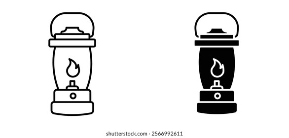 Camping lantern icons in outline and fill. vector illustration for ui.