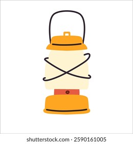 Camping lantern isolated on white background.  Glass kerosene lamp.
