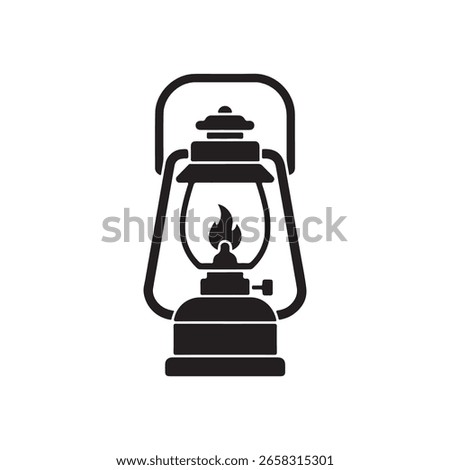 Camping Lantern  Kerosene Light Lamp. Flat Vector Icon illustration. Simple black symbol on white background