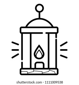 Camping lantern line icon 