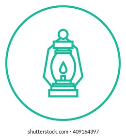 Icono de la línea de la linterna del camping.