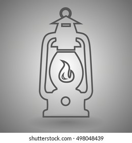 Camping lantern line icon vector illustration on gray background