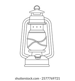 Camping Lantern Outline Icon Illustration on White Background