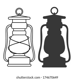 CAMPING LANTERN Outline And Silhouette Vector