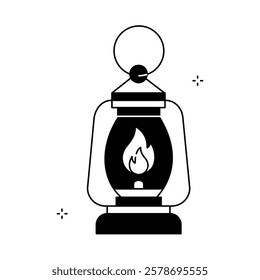 Camping Lantern Portable Light Vector Icon Design