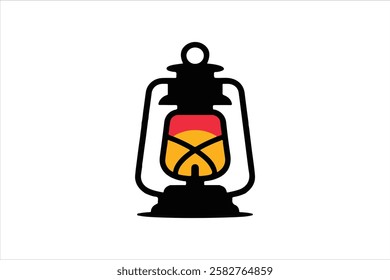 Camping lantern vector hand drawn illustration on white background. camping lantern icon.