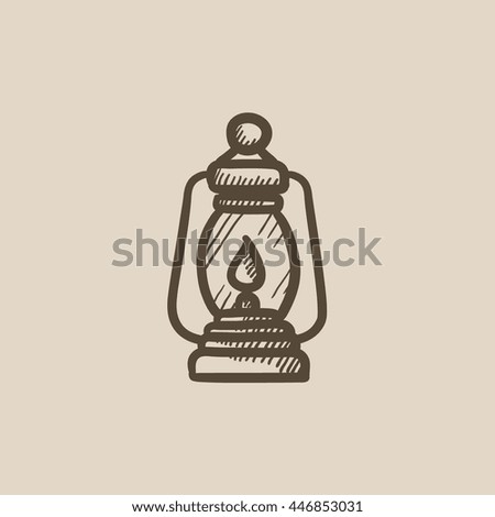 Camping lantern vector sketch icon isolated on background. Hand drawn Camping lantern icon. Camping lantern sketch icon for infographic, website or app.