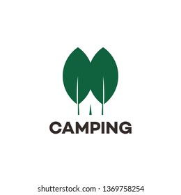 Camping and leaf logo design inspiration