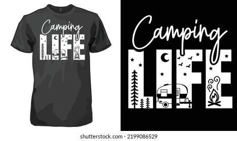 Camping Life Texto decorativo Camiseta blanca