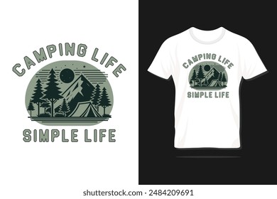 Camping Life Simple Life Funny Camping T Shirt Design. 