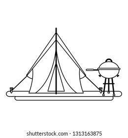 Camping lifestyle equipment black and white