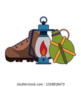 Camping lifestyle equipment blue lines