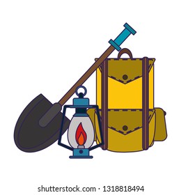 Camping lifestyle equipment blue lines