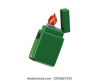 Camping lighter icon 3d render concept of bonfire, holiday vacation icon vector illustration