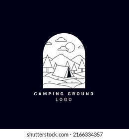 camping line art minimalist logo free vector