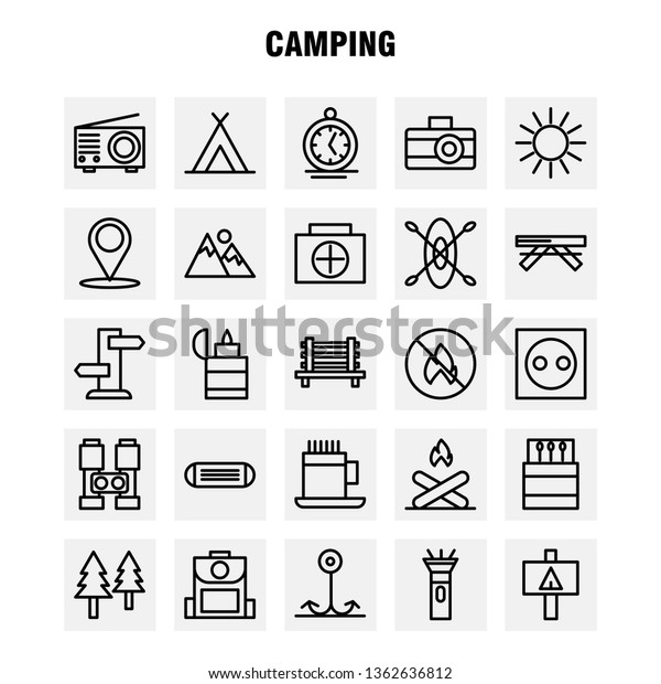 Camping Line Icon Pack Designers Developers Stock Vector Royalty Free 1362636812