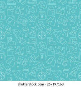 camping line icon pattern set