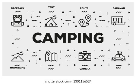 CAMPING LINE ICON SET