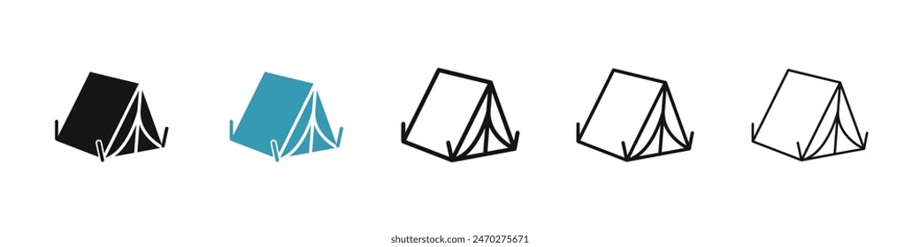 Camping line icon set. Summer outdoor destination tent vector icon. shelter camp sign. military night camp tent vector icon for UI designs.