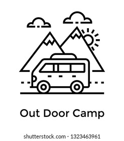 Camping line icon vector 