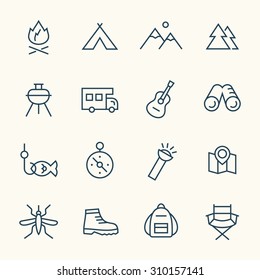 Camping line icons