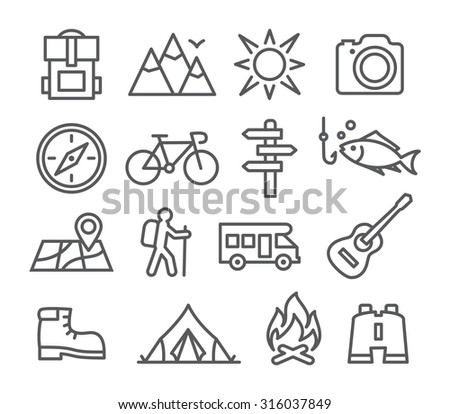Camping line icons