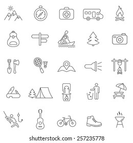 Camping  line icons set.Vector