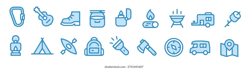 Iconos de la línea de camping Diseño de Vector
