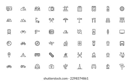 Camping Line Iocns. Travel Icon set
