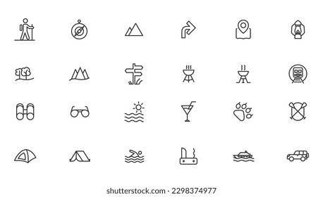 Camping Line Iocns. Travel Icon set