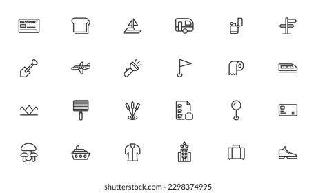 Camping Line Iocns. Travel Icon set