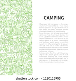 Camping Line Pattern Concept. Vector Illustration of Outline Design.