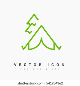 camping linear vector icon for websites and mobile minimalistic flat design.