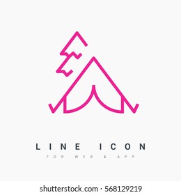 camping linear vector icon for websites and mobile minimalistic flat design.