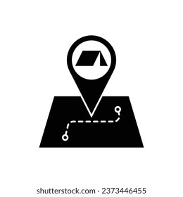 Diseño de icono de mapa de ubicación de camping. aislado de fondo blanco. ilustración vectorial