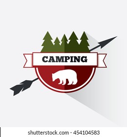 Camping logo and badges with element design. Camping logo in flat design