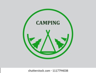 Camping logo design in green colour