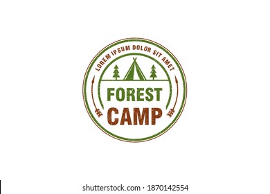 Camping logo design, outdoor adventure. tent icon vintage emblem style.