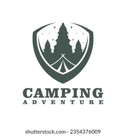 Camping Logo Design Vorlage. Camping Adventure Logo, Vektorgrafik.