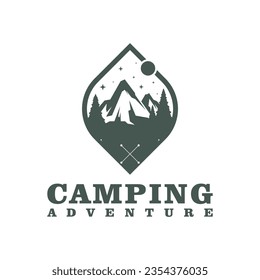 Camping logo design Template. Camping Adventure logo vector illustration.