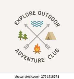 Camping logo design with typograpy text banner 