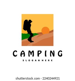 camping logo design vector art